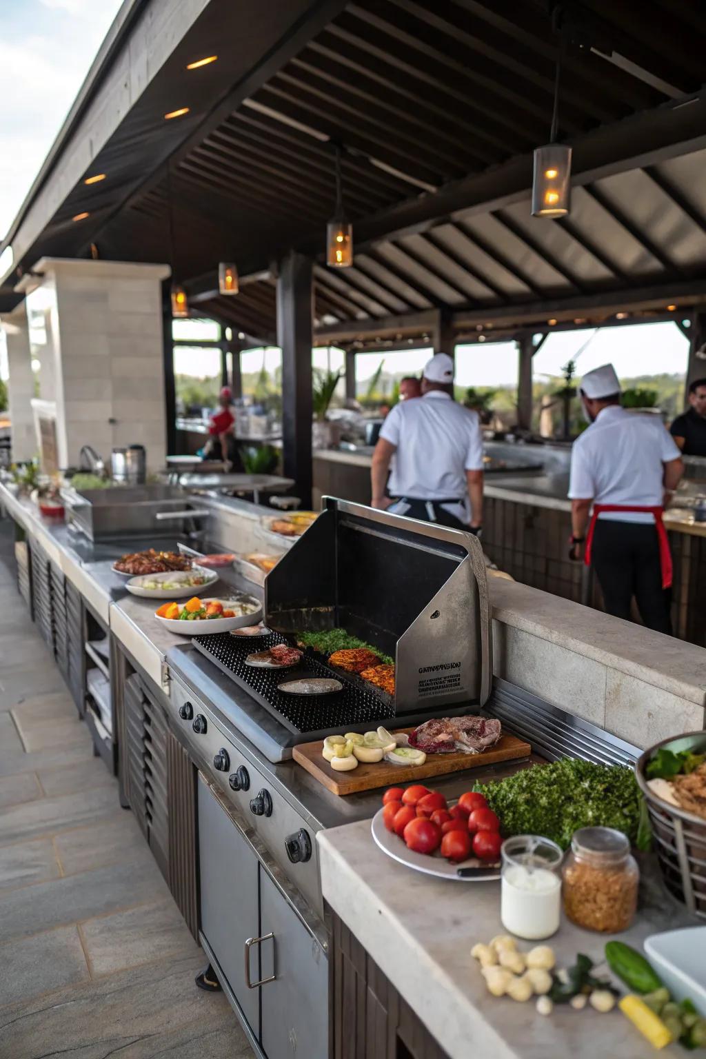Ample countertop space is key for a functional grilling station.