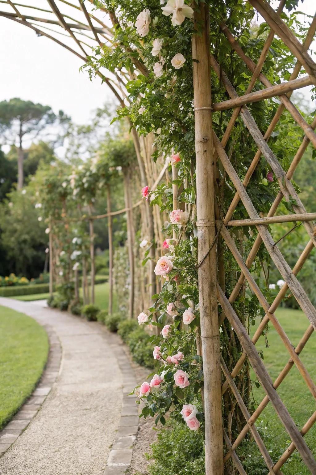 Bamboo trellises are ideal for climbing plants.