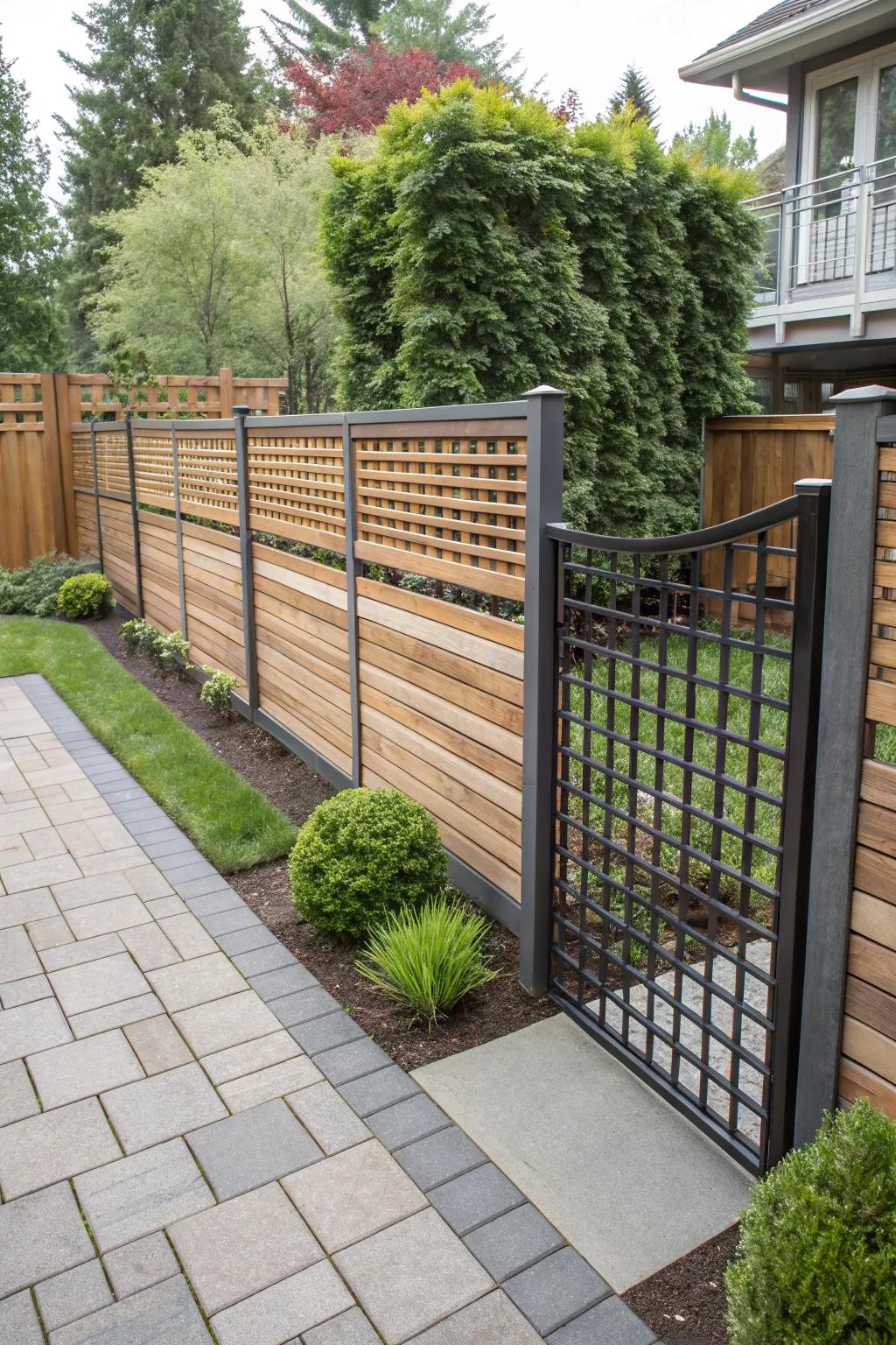 Mix materials for a striking and unique fence.