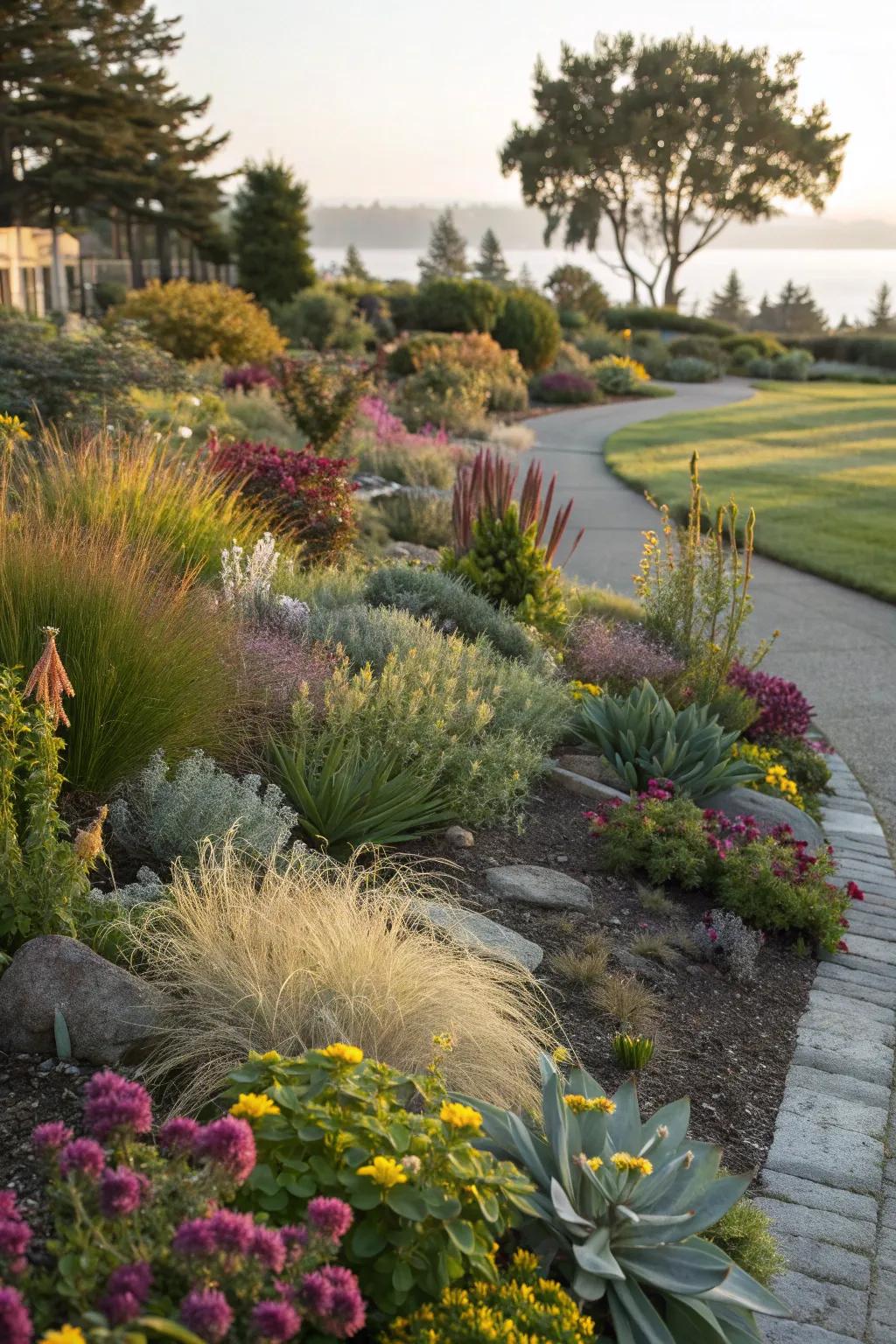 A mix of plants and textures creates vibrant, living garden borders.