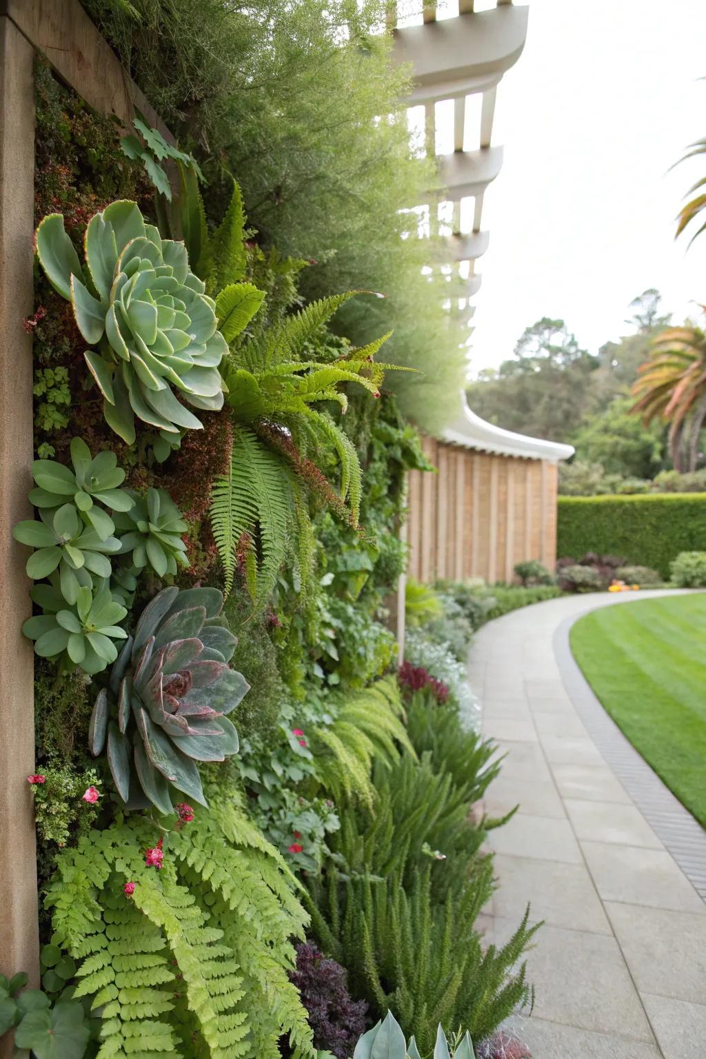 Create a living wall for dynamic vertical interest.