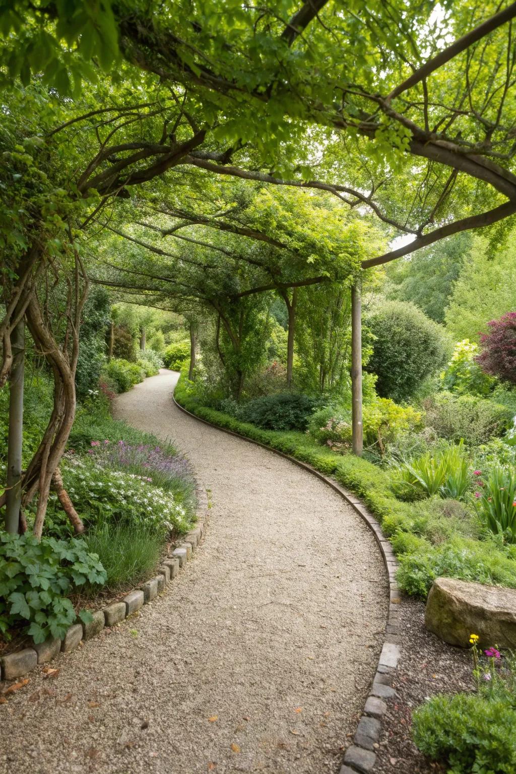 A rustic gravel path that blends with nature.