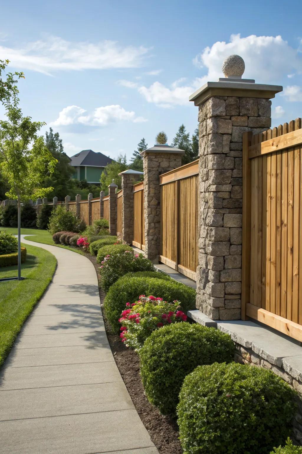 Stone elements add a touch of elegance to fences.
