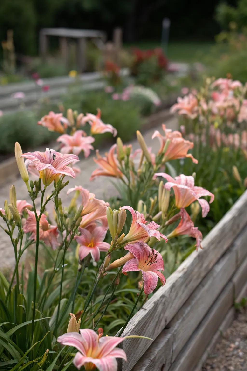 A monochromatic daylily garden for a touch of elegance.