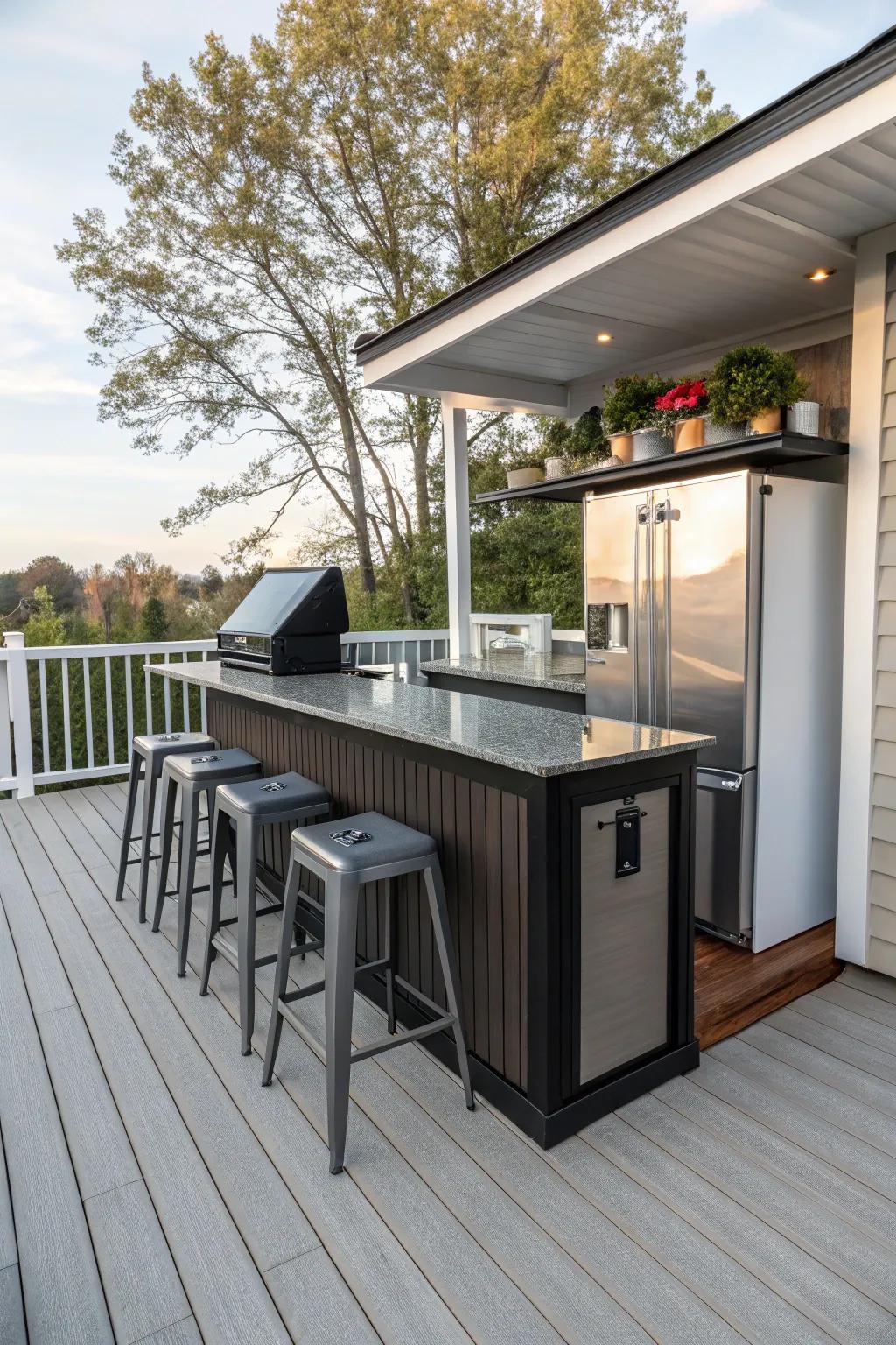 A bar area turns your deck into an entertainment hub.
