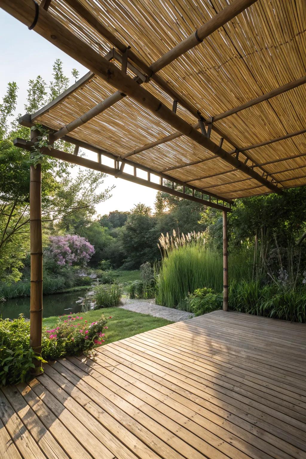 Bamboo reed canopies add a tropical flair.