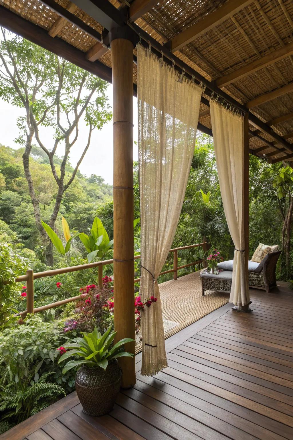 Embrace nature with bamboo curtains.