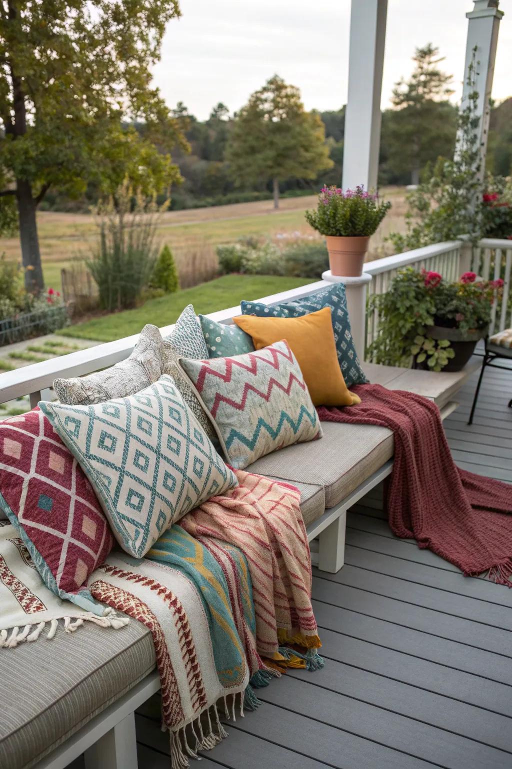 A mix of textures and patterns adds visual interest.