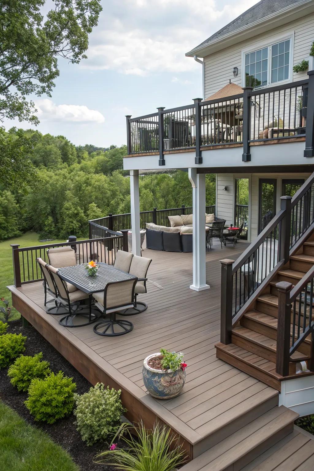 Multi-level decks add dimension and function.
