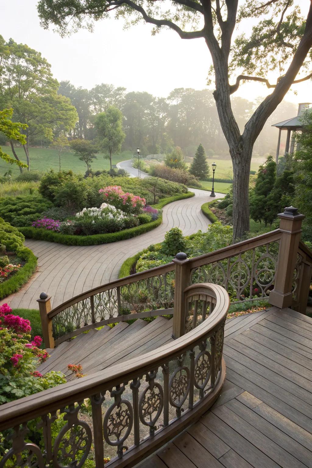 Introduce graceful curves with elegant stair railings.