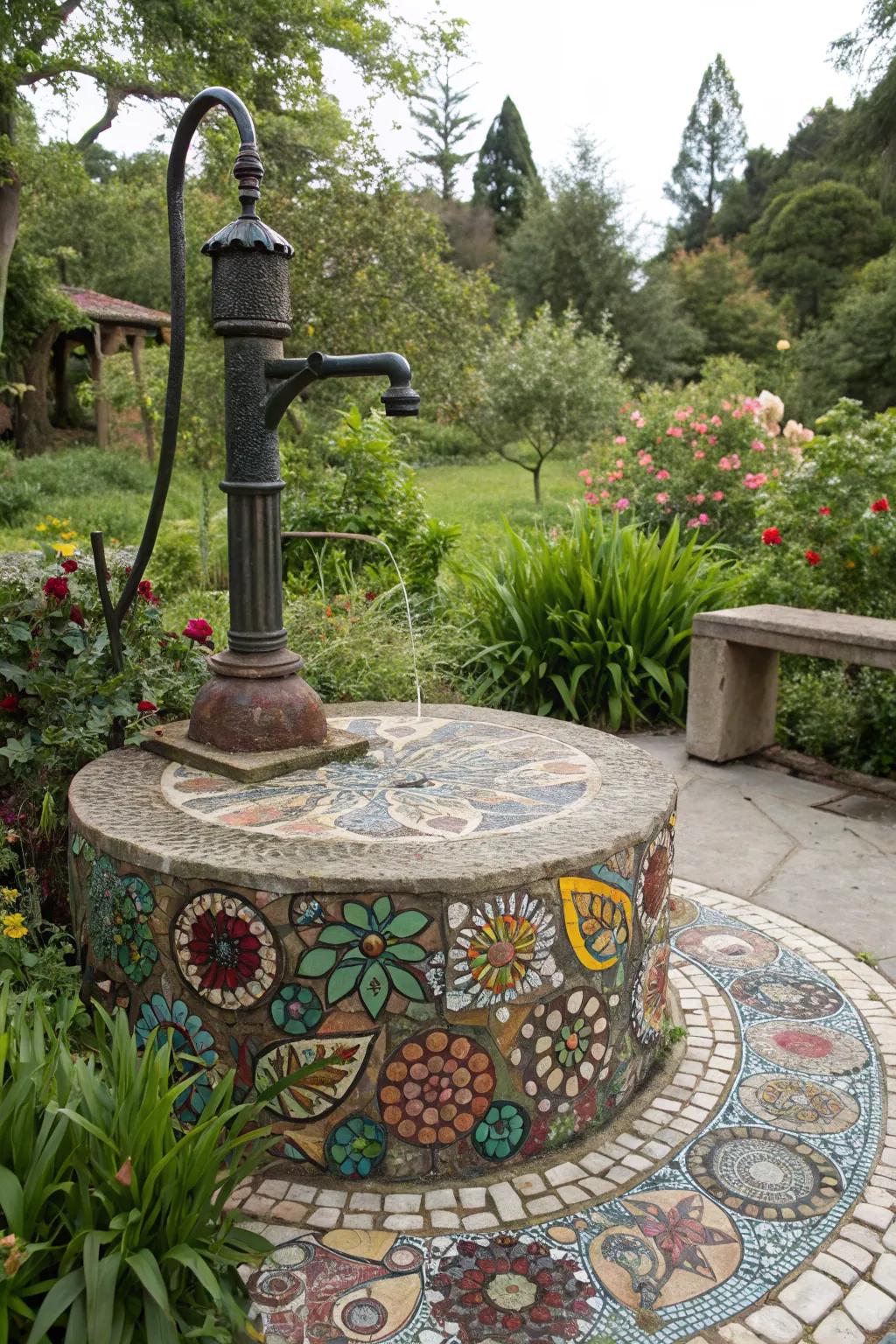 A mosaic cover adds a splash of color and creativity.