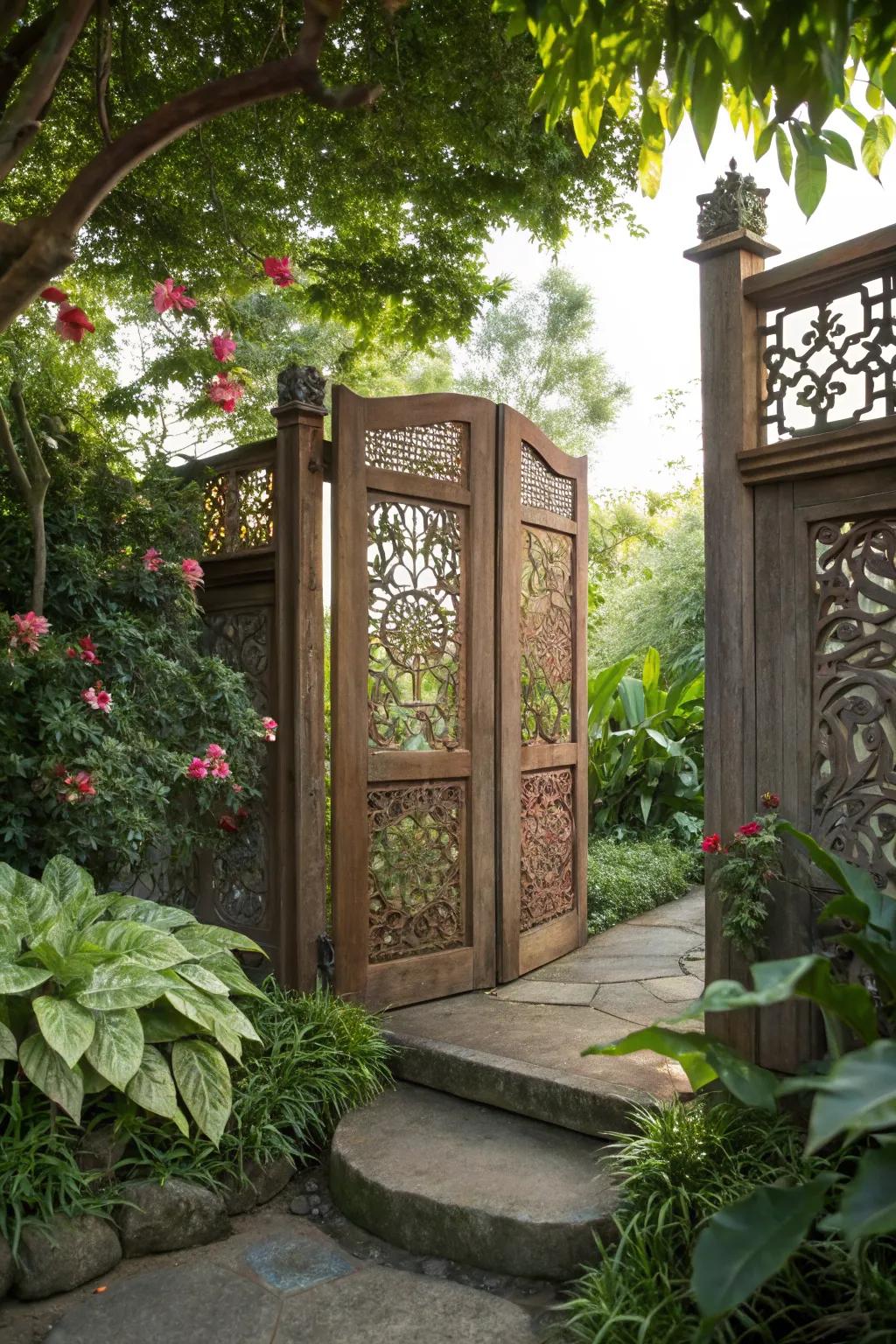 Decorative panels enhance privacy and design appeal.