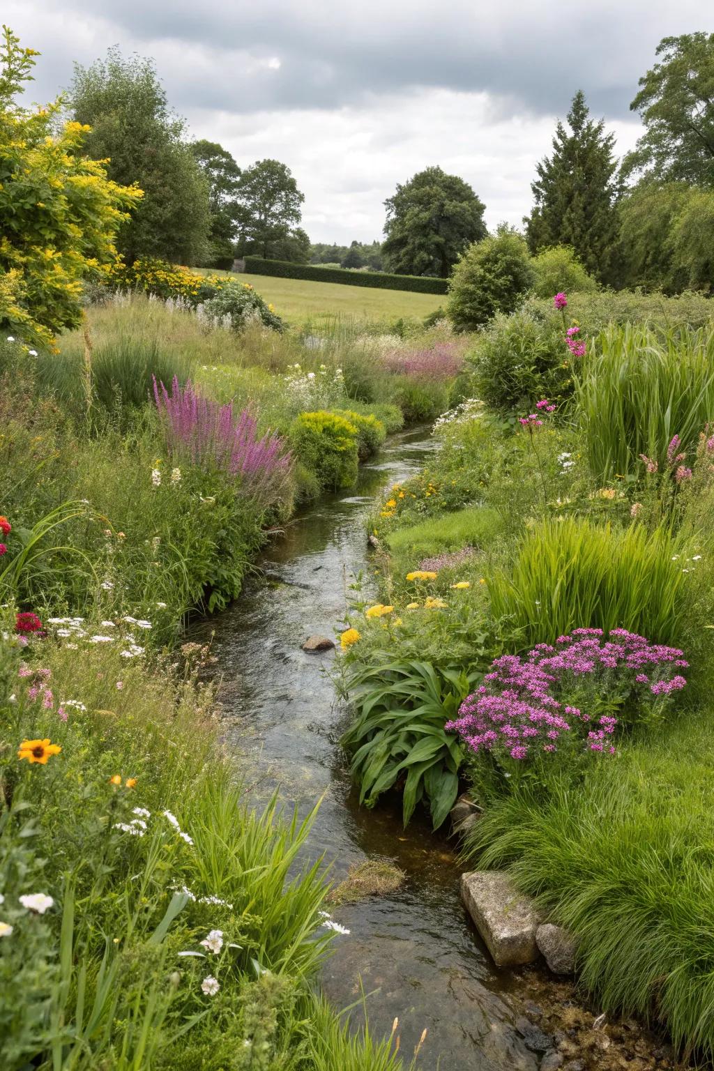 Swales offer gentle, natural water management.