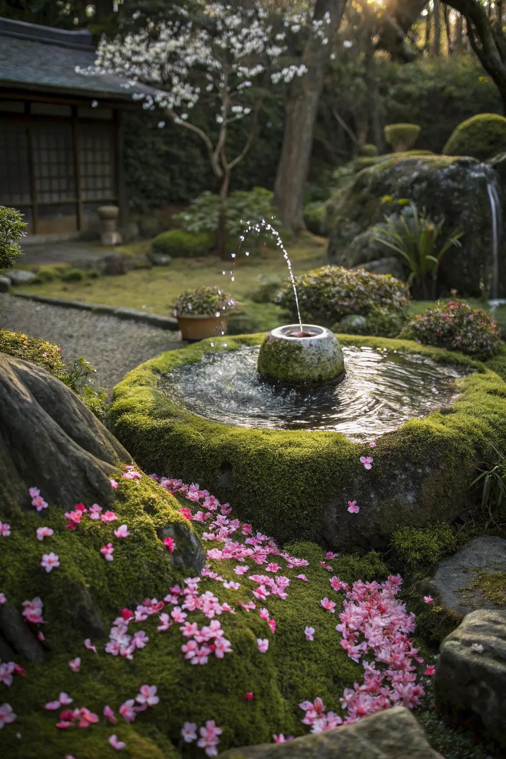 Enjoy the soothing sound of a bubbling rock fountain.