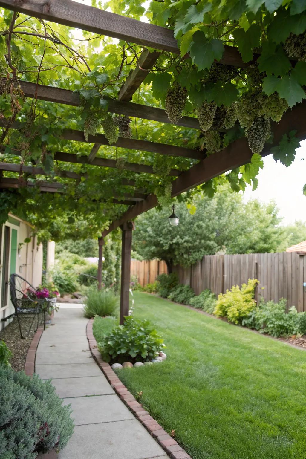 Enjoy a shaded retreat with a pergola trellis.