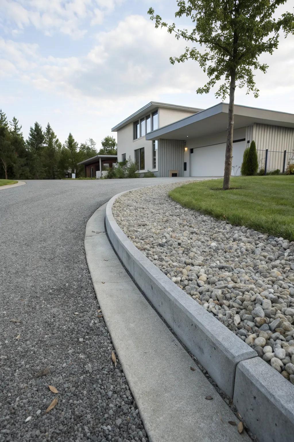 Concrete curbing offers a modern and polished finish.