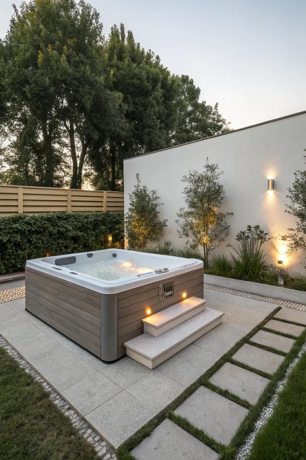 Minimalistic designs offer a sleek and modern hot tub experience.
