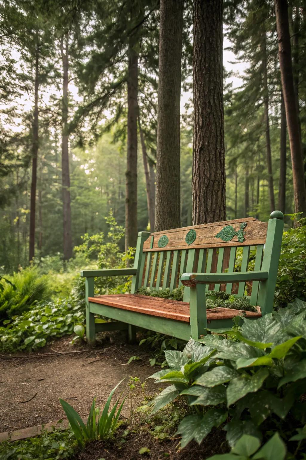 Let your bench harmonize with nature using earthy tones.