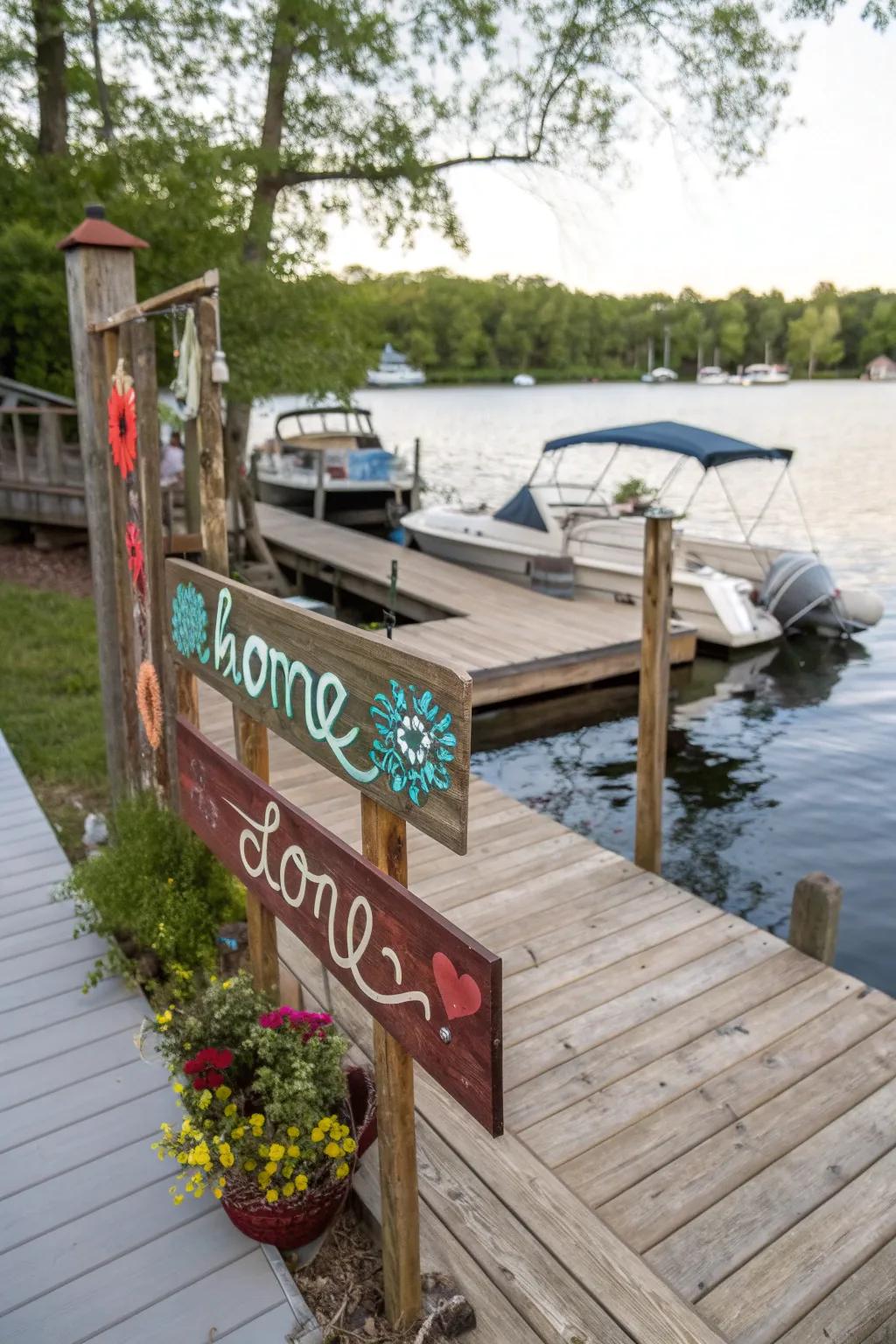 Make your dock uniquely yours with personalized signage.