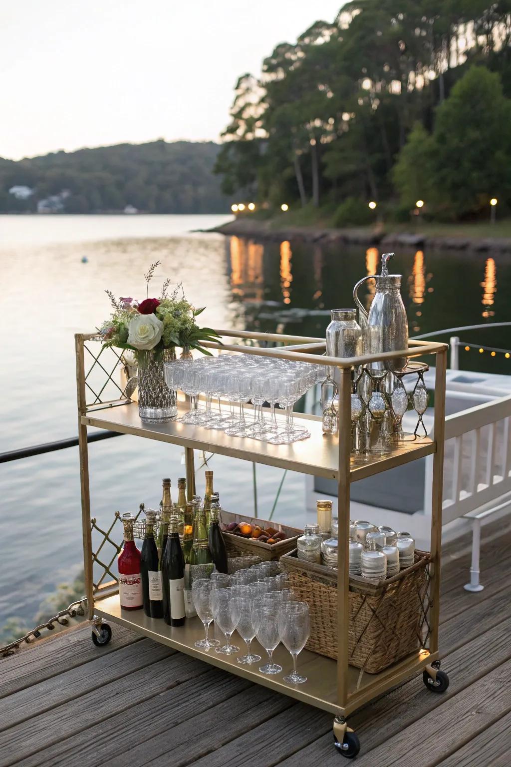 Keep the refreshments flowing with a dockside bar cart.