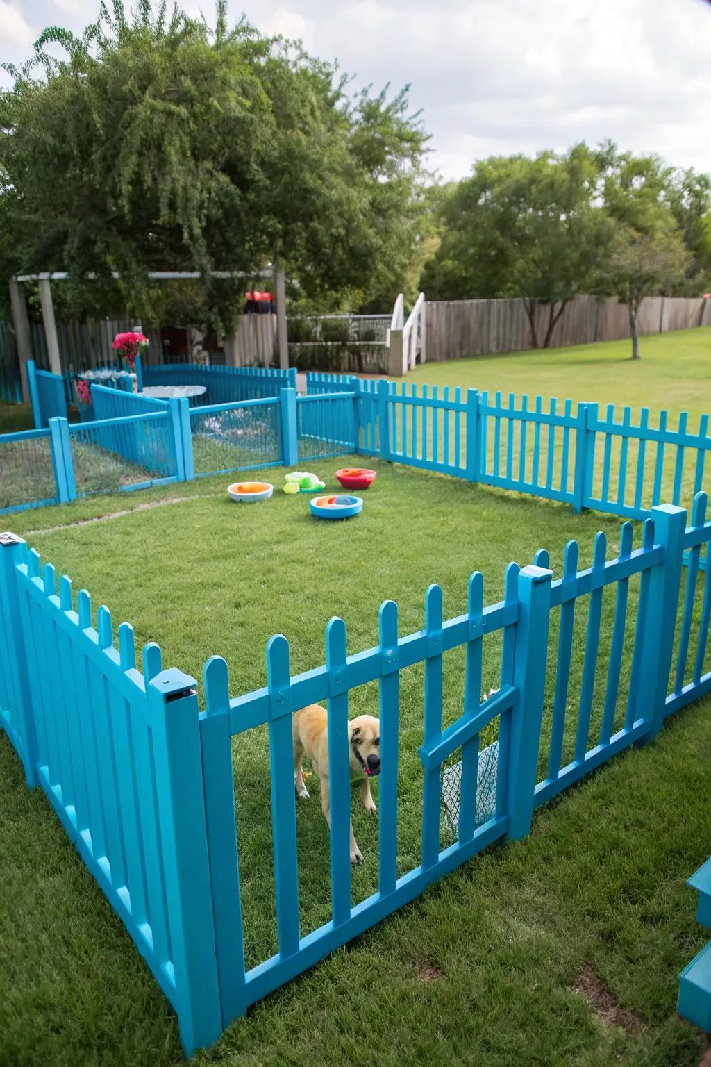 Bright colors bring a playful vibe to your dog run.