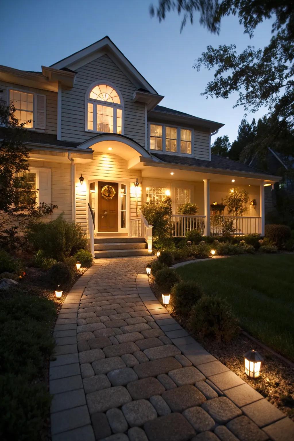 Exterior lighting enhances safety and ambiance.