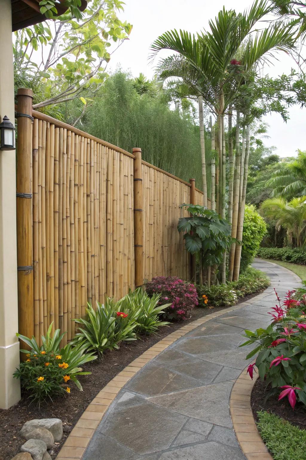 A bamboo screen provides privacy with an exotic flair.