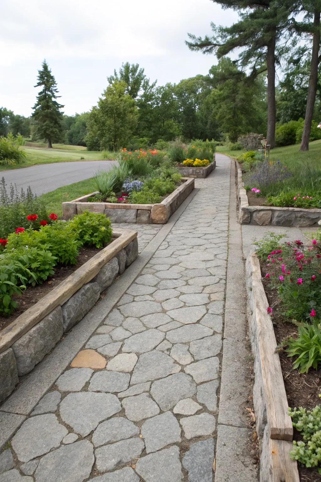 Pathway dividers provide clear separation and visual interest.