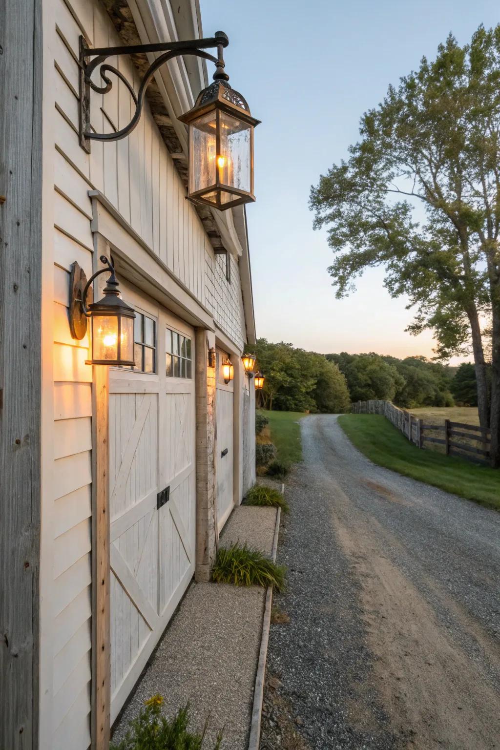 Farmhouse sconces bring rustic charm to your entrance.