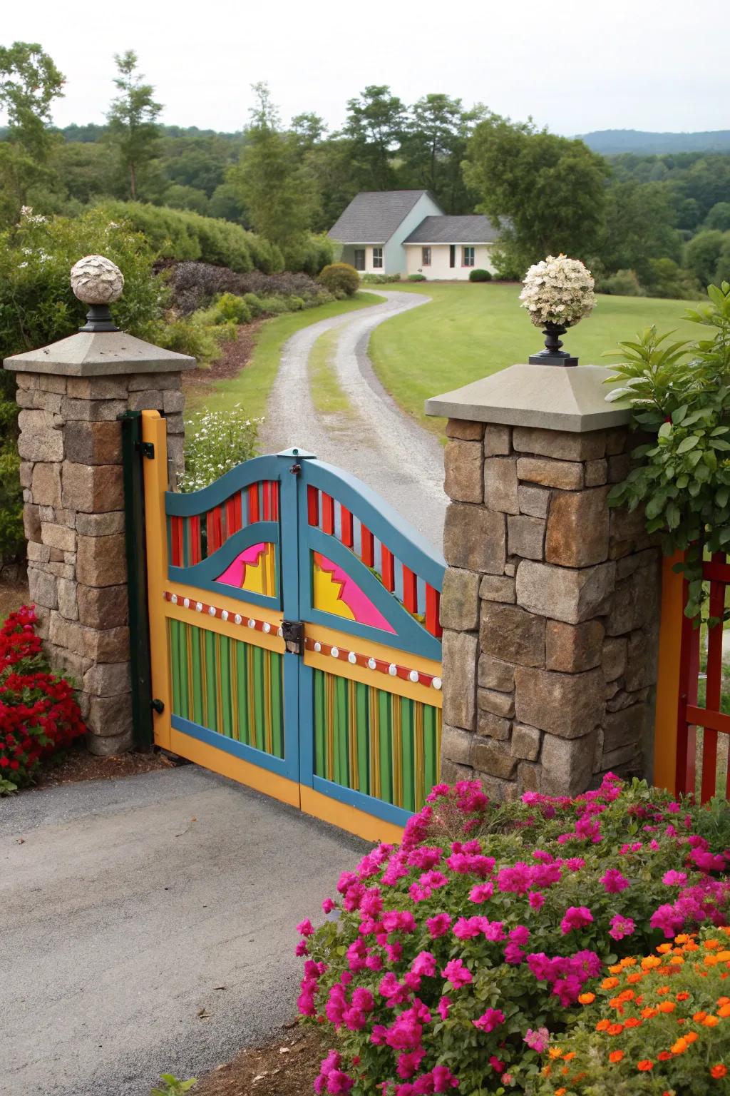 A pop of color makes this gate a standout feature.