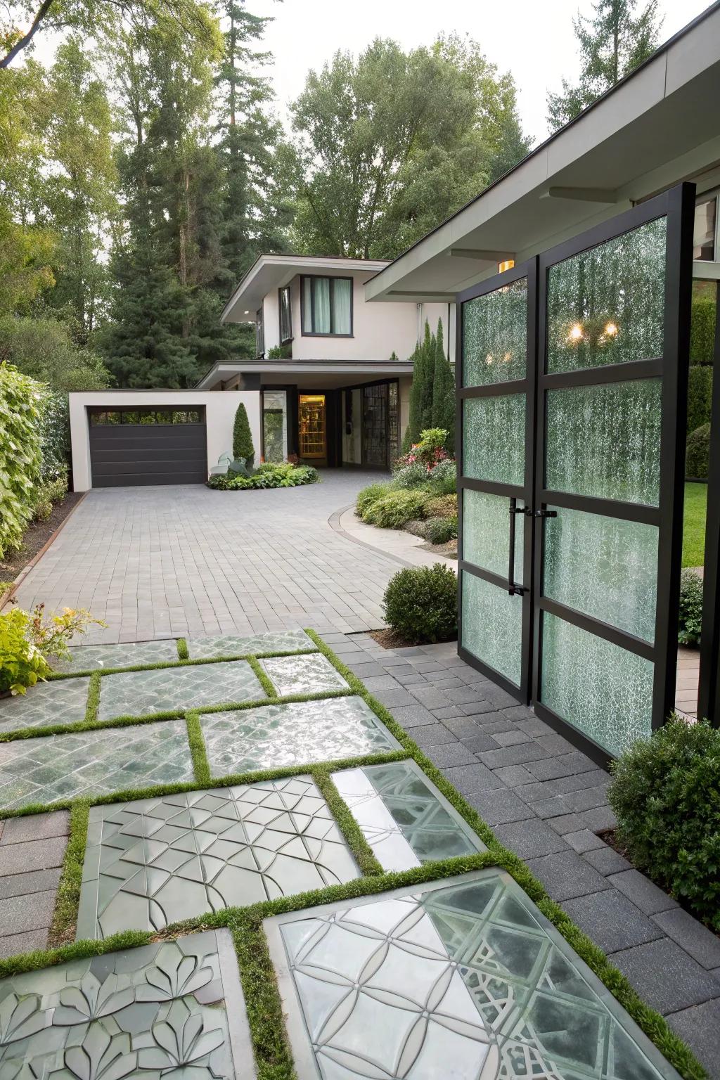 Add elegance with recycled glass panels for privacy.