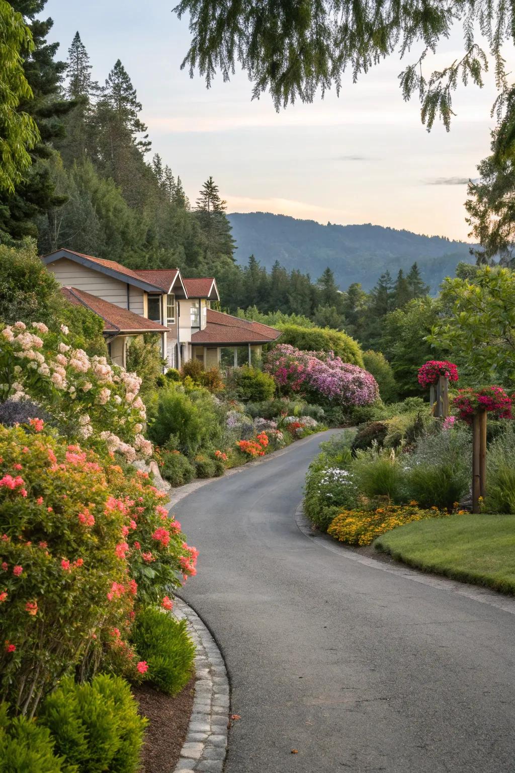 Incorporating greenery adds a natural touch to driveway designs.