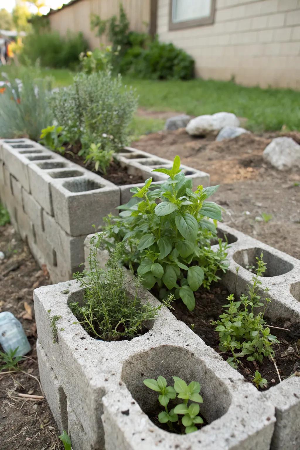 Cinder blocks create functional, budget-friendly beds.