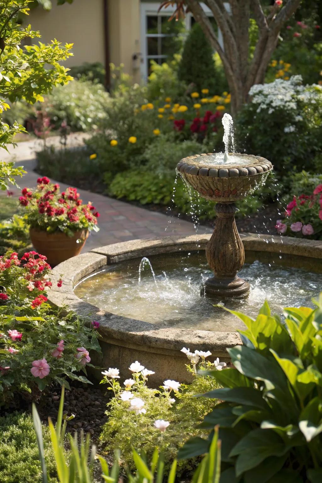 A water feature adds a calming sound to your garden.