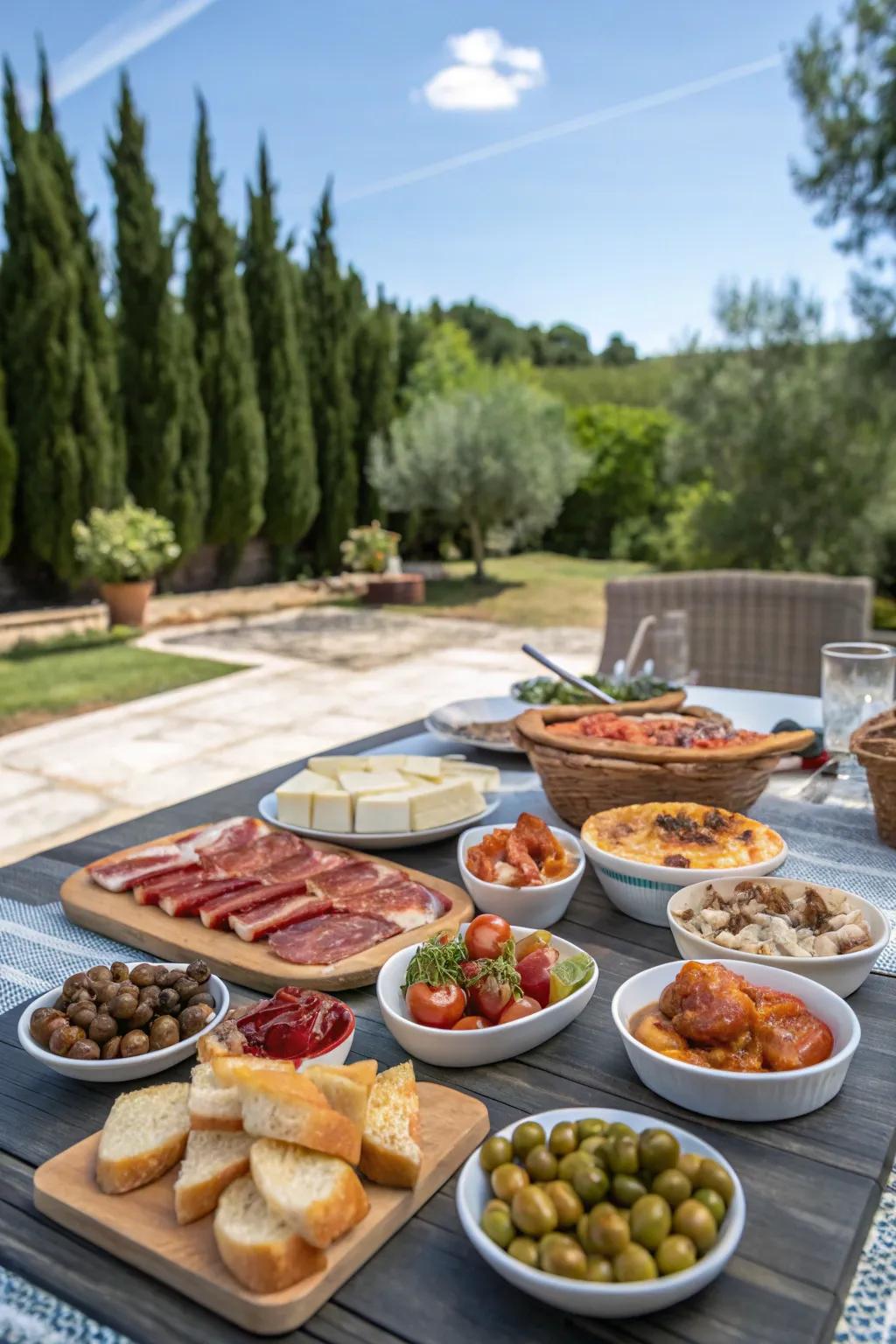 A tapas spread offers a delightful variety for your guests.