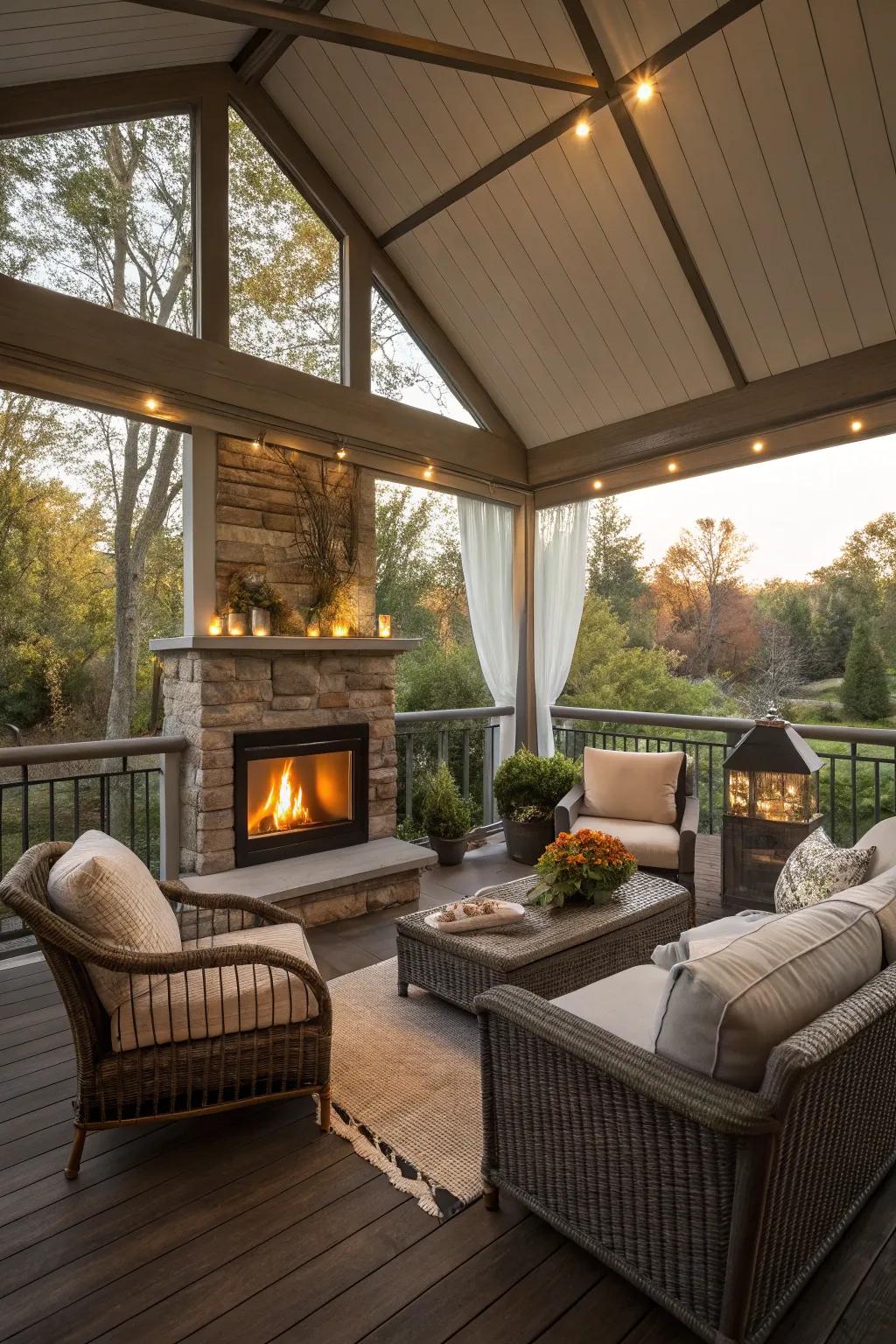 A warm and inviting all-season porch.