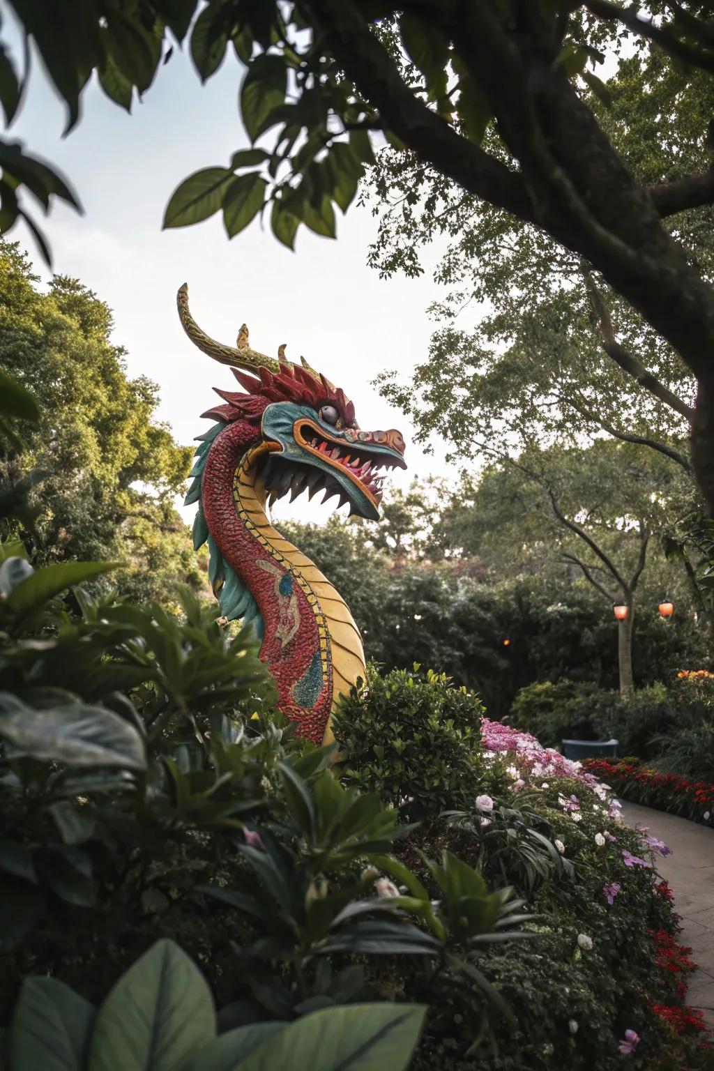 Whimsical sculptures add fantasy and fun.