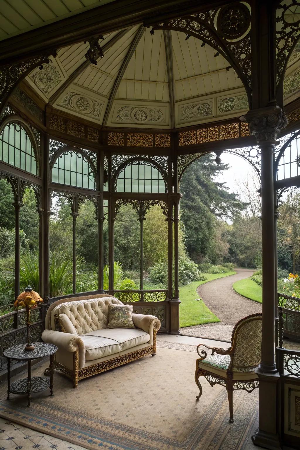 A Victorian-inspired pavilion that exudes timeless elegance.