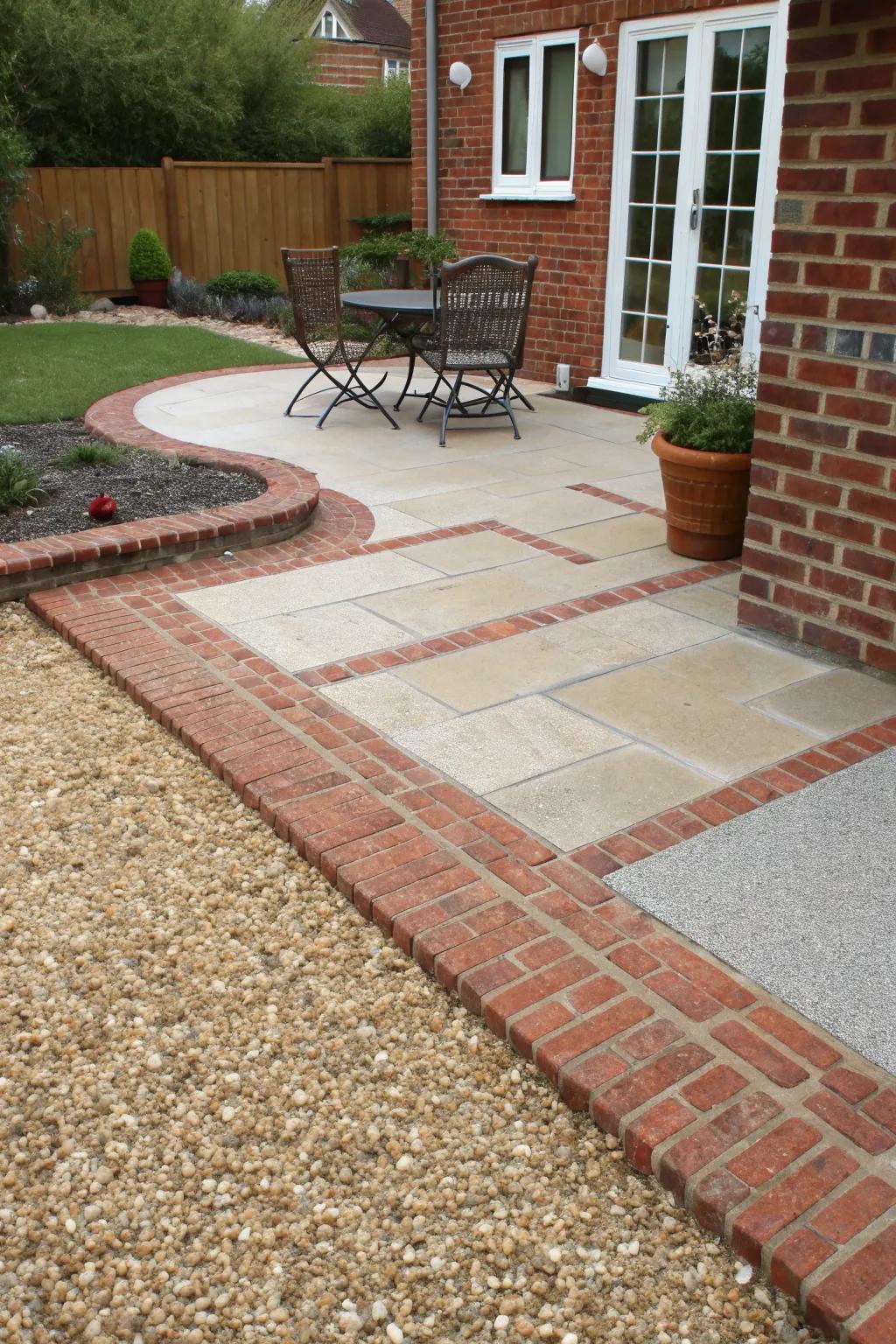 A creative mix of materials for a striking patio design.