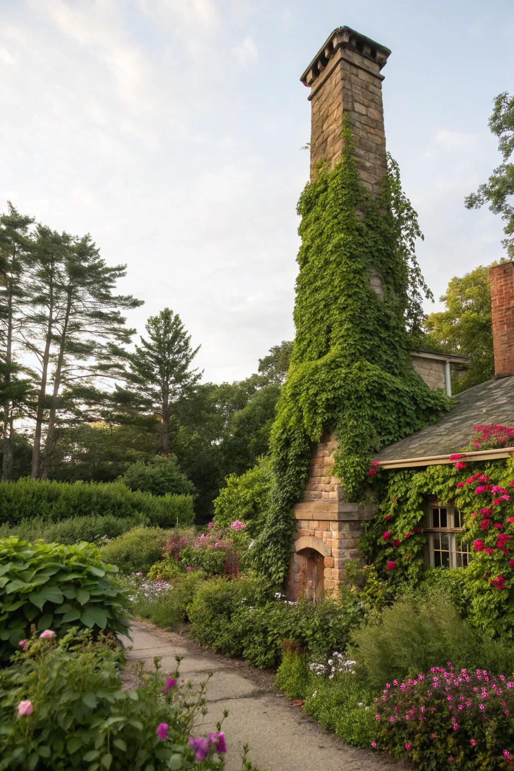 Integrating greenery turns your chimney into a natural masterpiece.