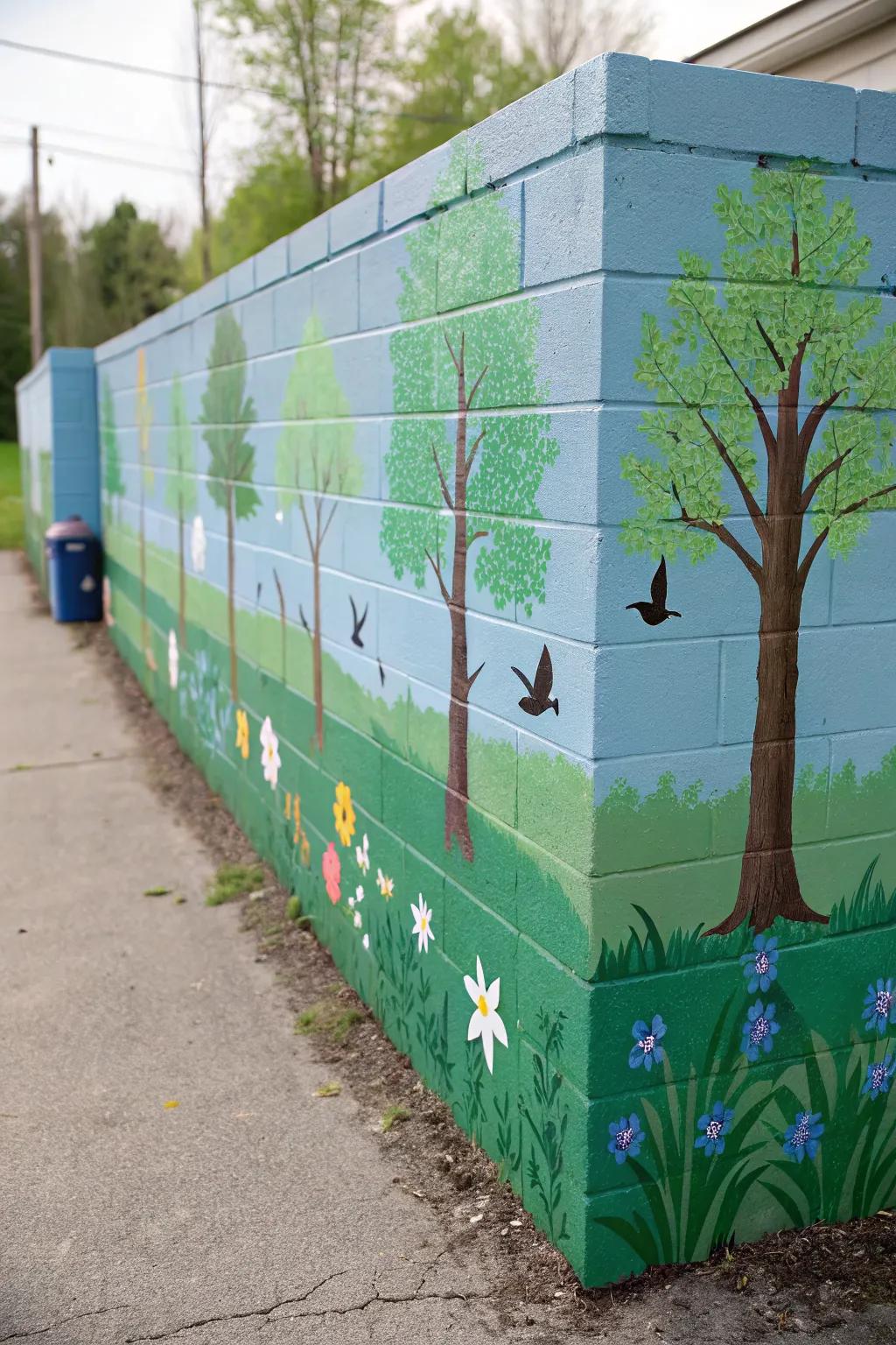 Nature-inspired murals blend seamlessly with garden surroundings.