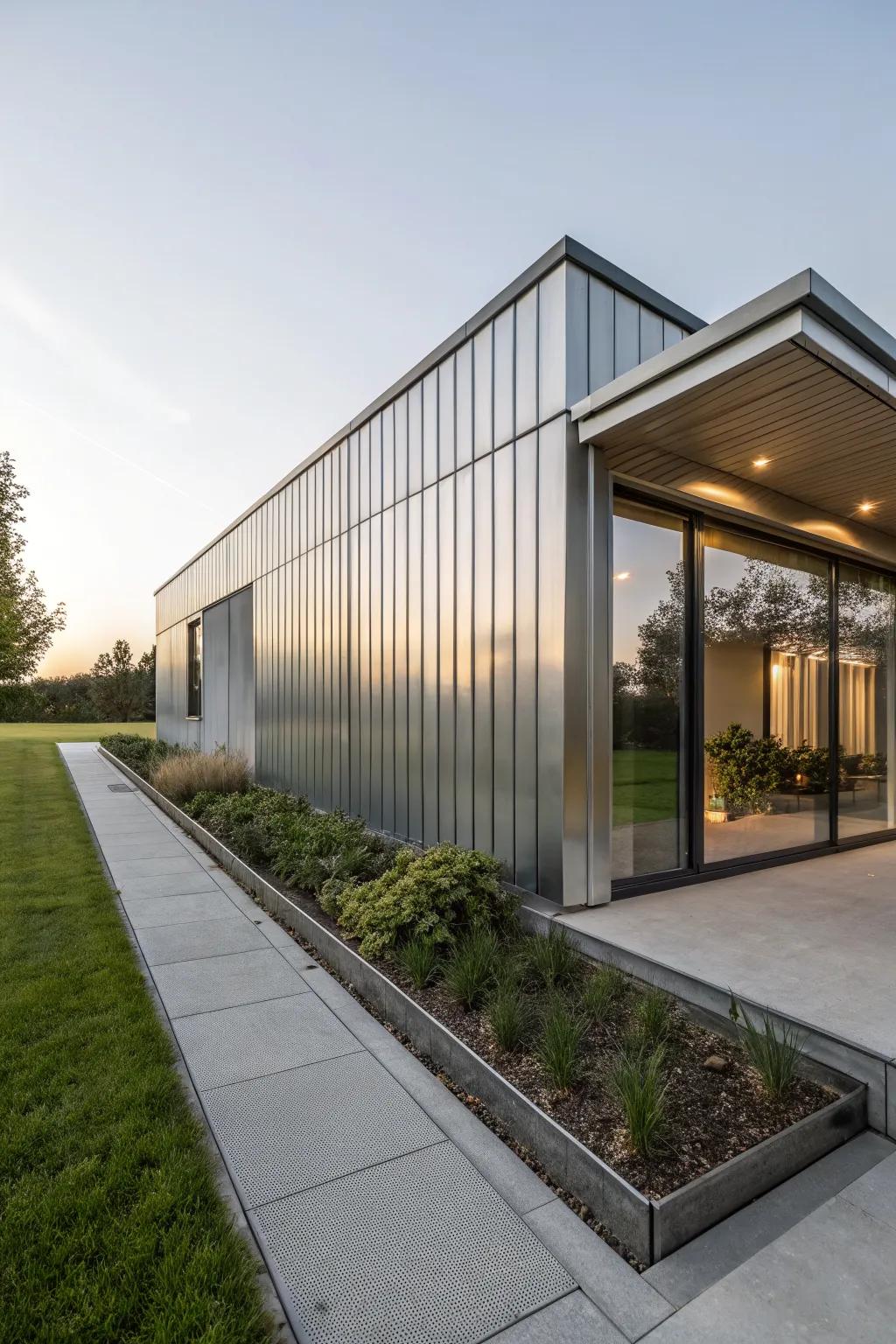 Metal cladding gives a modern edge to this foundation.