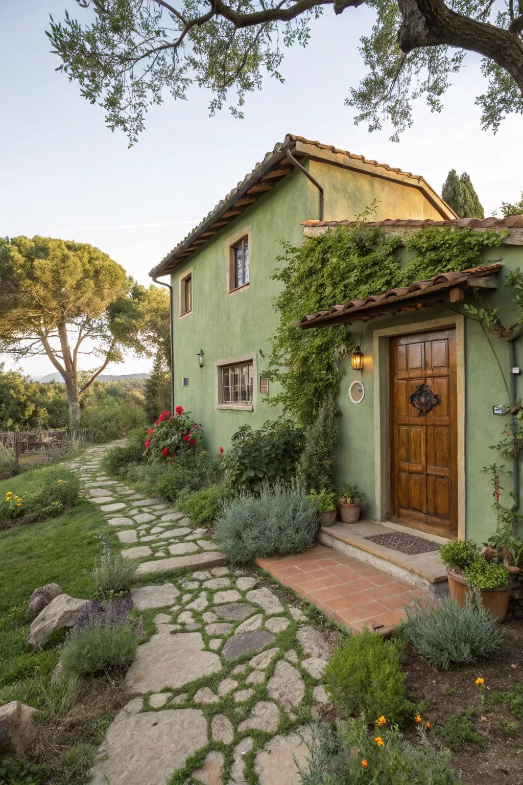 Earthy terracotta provides rustic charm.