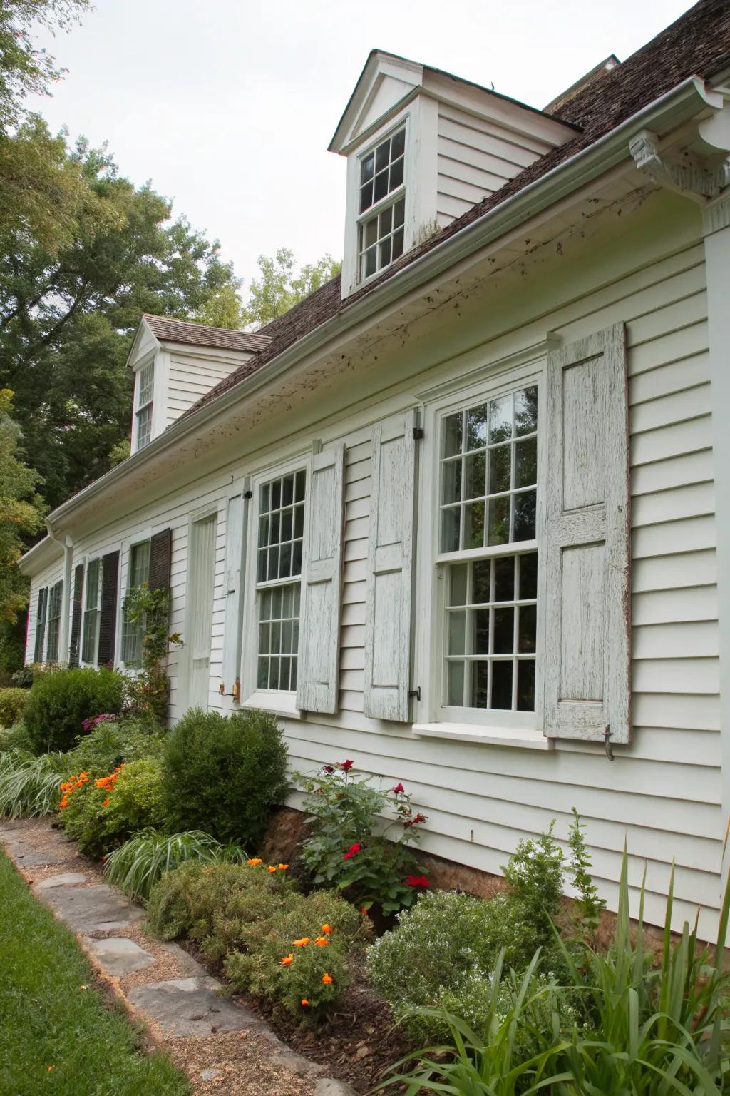 Colonial-style windows deliver timeless elegance to this facade.