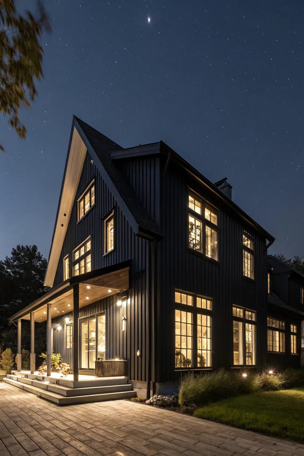 Home with bold black wood cladding