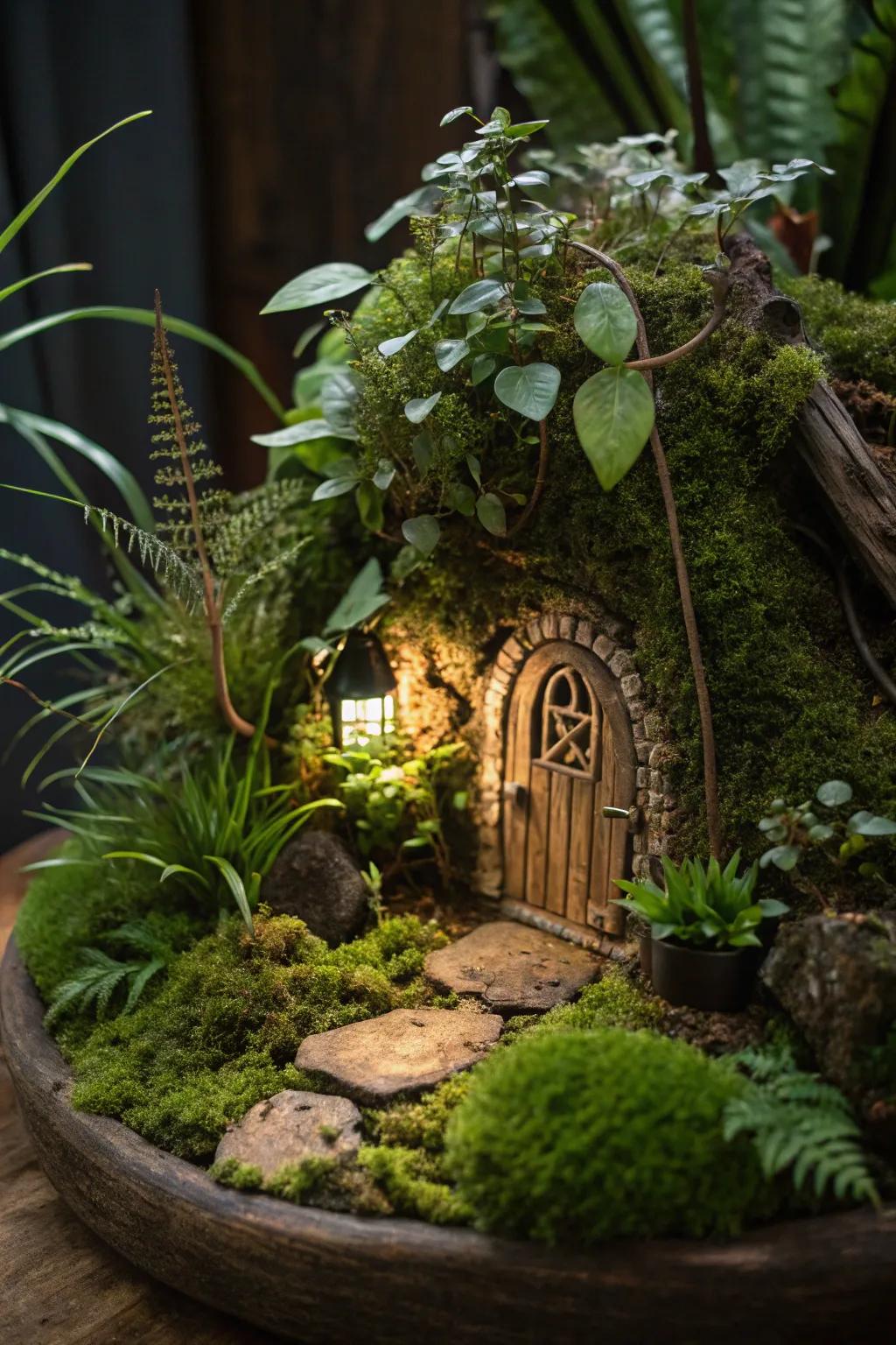 A secret garden with a hidden door that invites exploration.