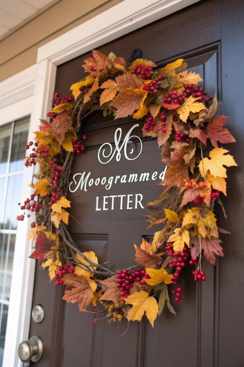 Personalize your entry with a monogrammed wreath.