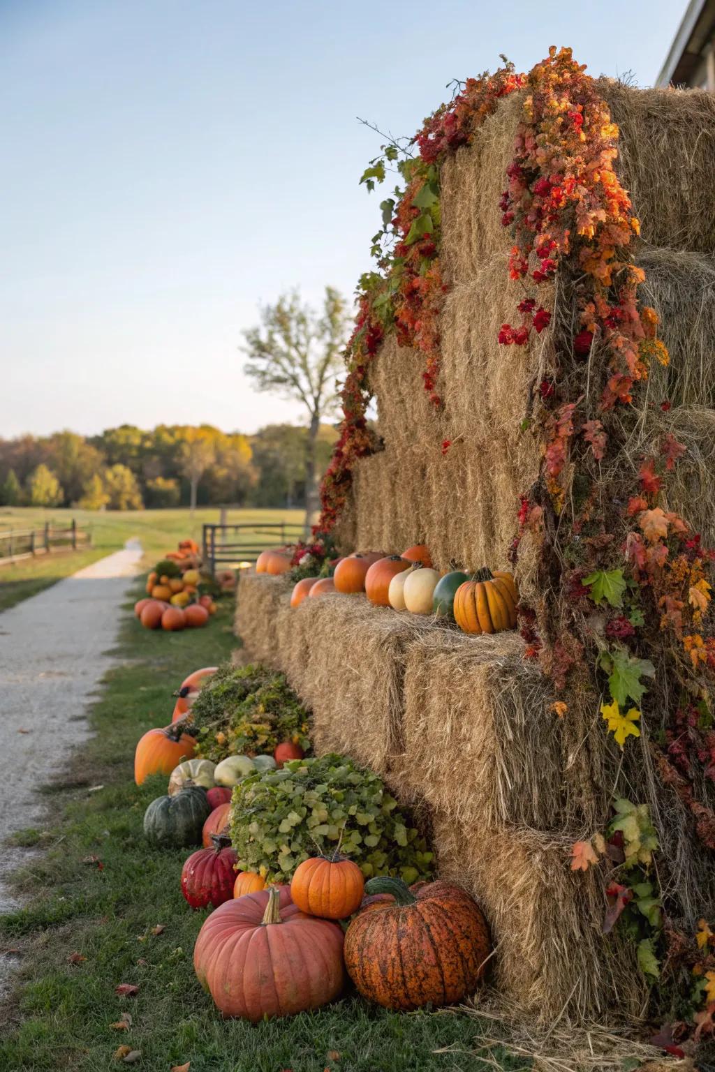 Gourds and vines create a natural flow in fall displays.