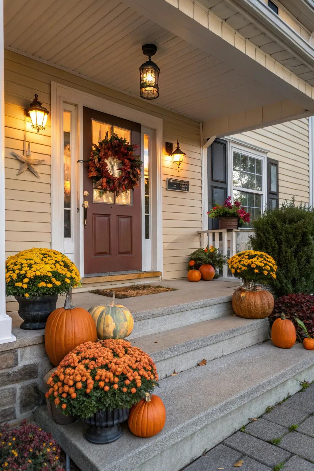 Create a warm welcome with a fall-themed front porch.