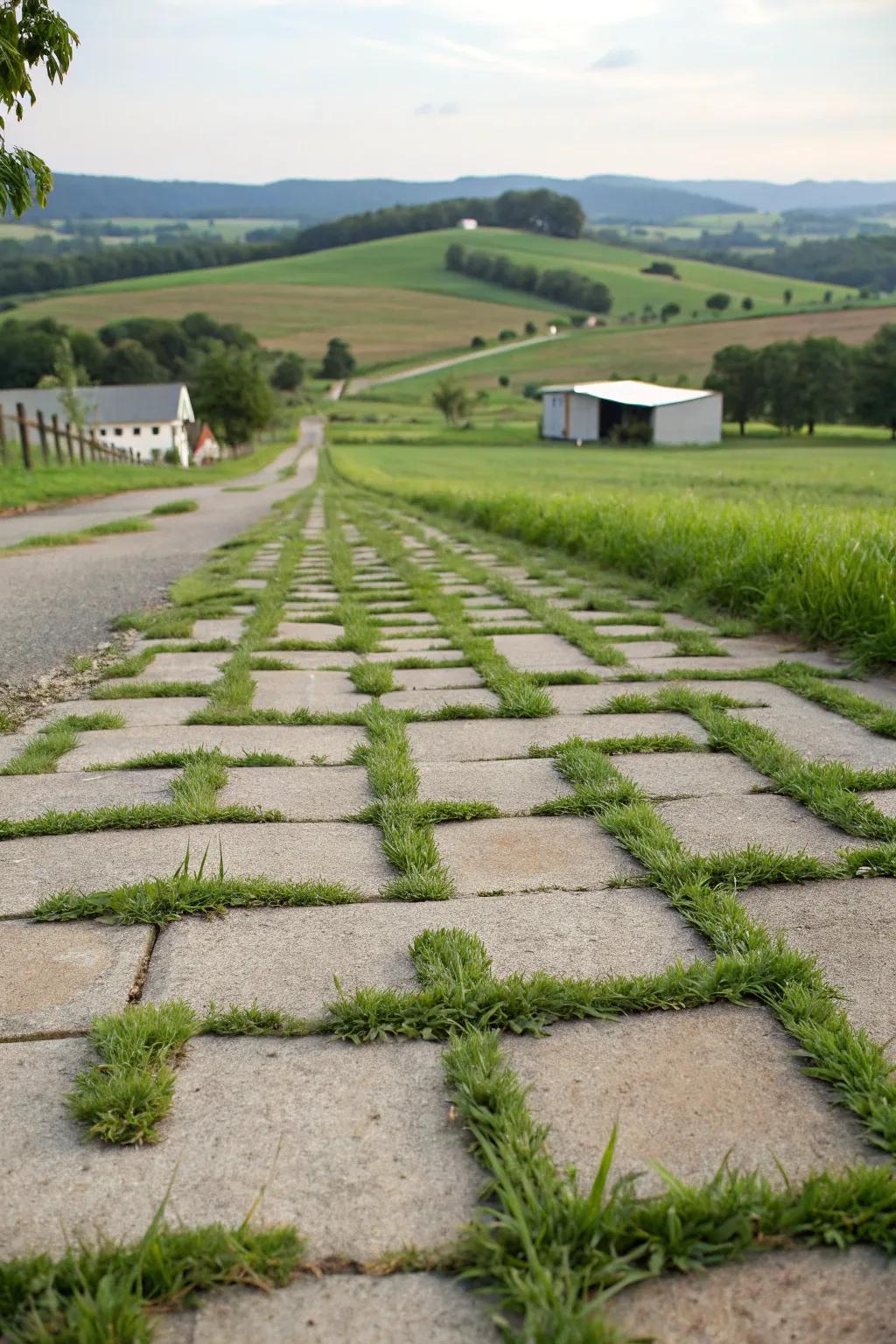 Grass pavers offering a sustainable and stylish driveway solution.